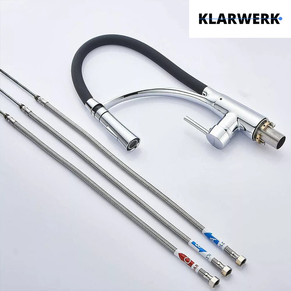 JANA | Rubinetto Gastronomia cromata girevole | da cucina in acciaio inossidabile | miscelatore ruotabile a 360° | bassa pressione 3 attacchi argento