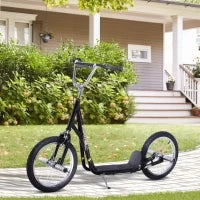 Monopattino per Bambini da 5 Anni con Ruote Grandi da 16" e Altezza Regolabile, Freni e Cavalletto, Nero