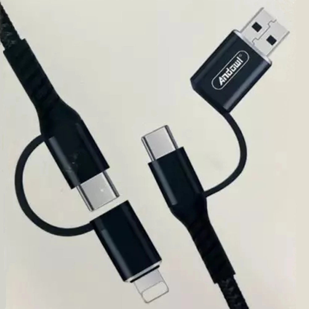 Trade Shop - Cavo 4in1 Ricarica Sincronizzazione Rapida Multifunzione Pd Type-c Usb Lightning 3a Q-pd31 -