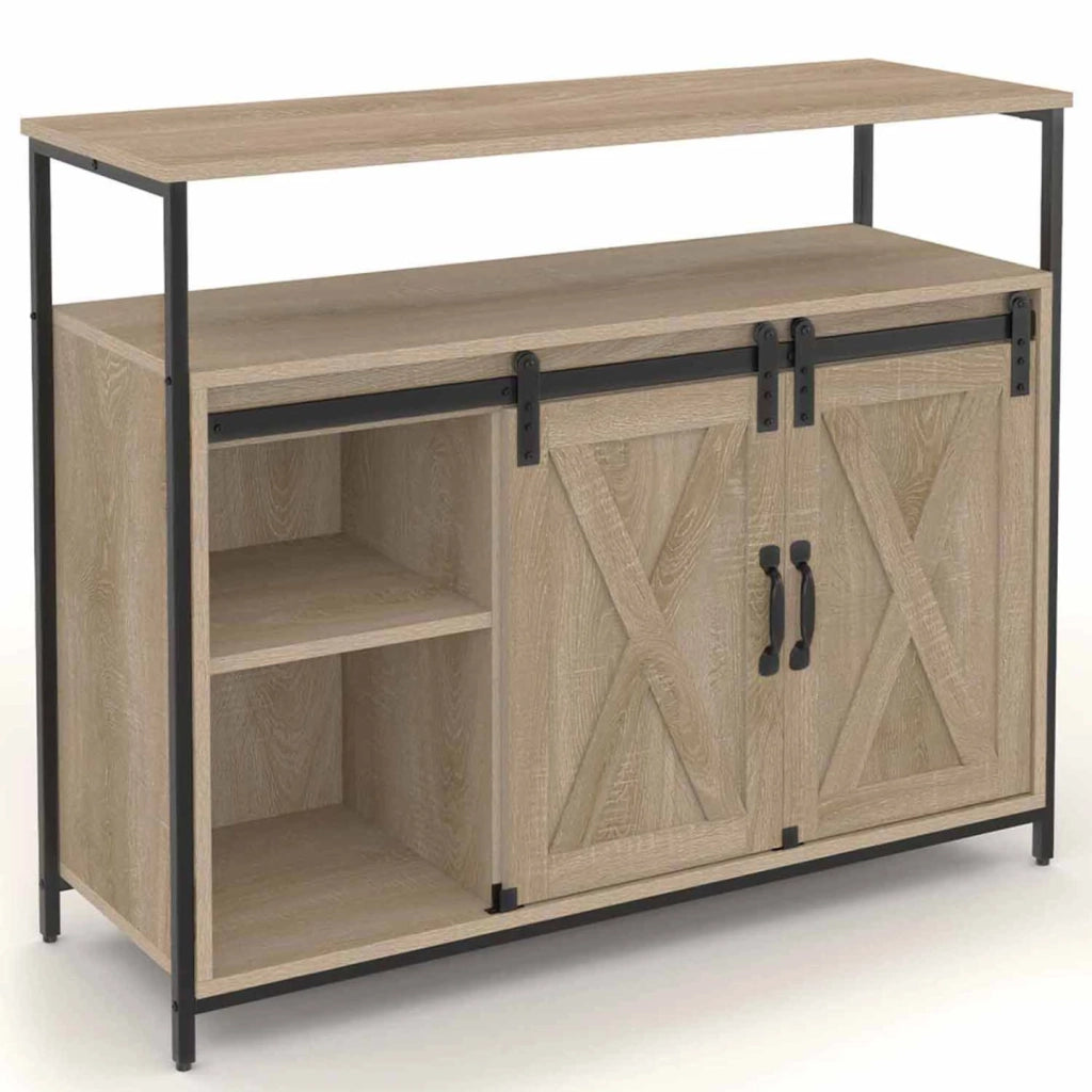 IDMarket - Credenza a 2 ante scorrevoli 100 cm QUEBEC design industriale