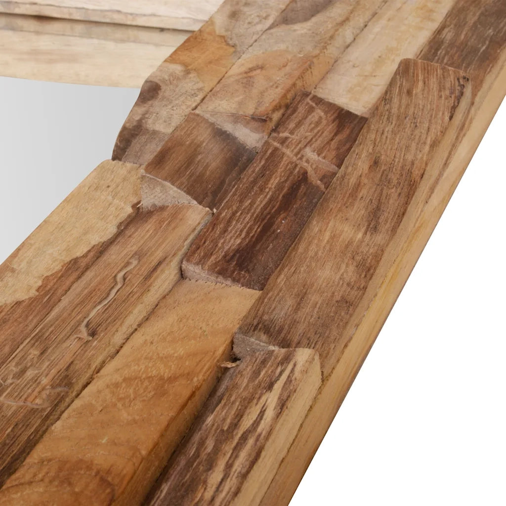 Specchio Decorativo in Legno di Teak 120x60 cm Rettangolare cod mxl 49985