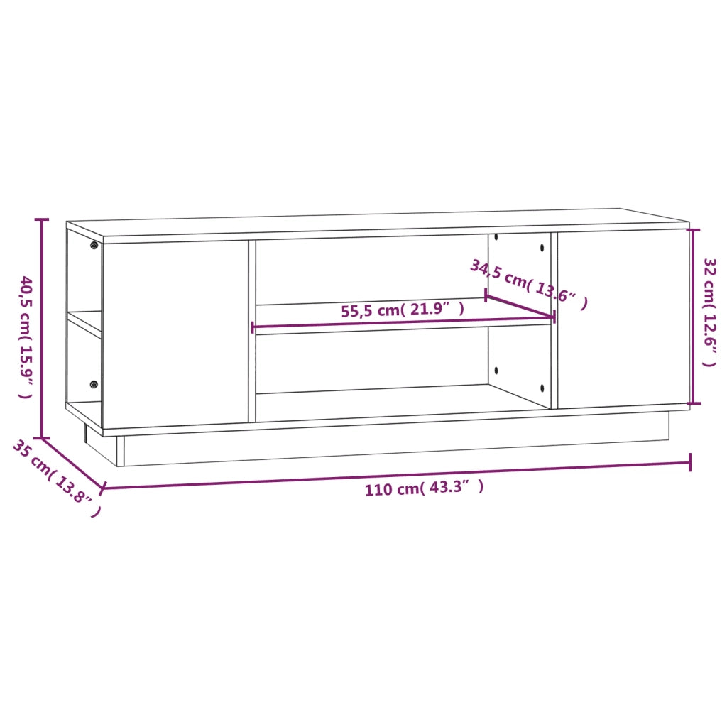 Mobile Porta TV ambra 110x35x40,5 cm in Legno Massello di Pino 814412