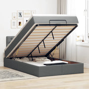 Pouf Letto con Materasso e LED Grigio Scuro 120x190 cm Tessuto