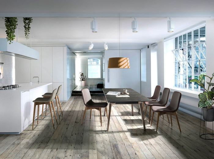 Sgabello in ecopelle visone