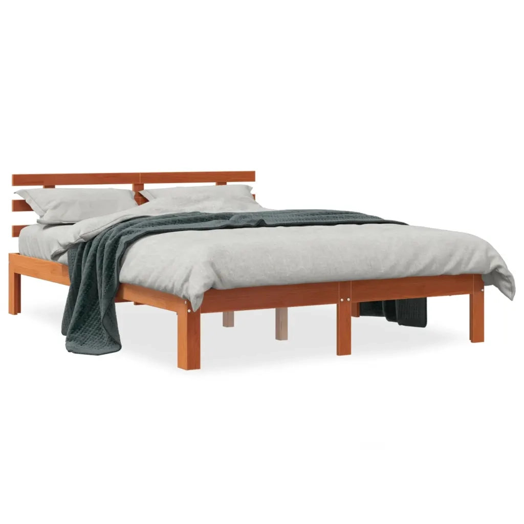 Letto senza Materasso Marrone Cera 140x190 cm in Legno di Pino