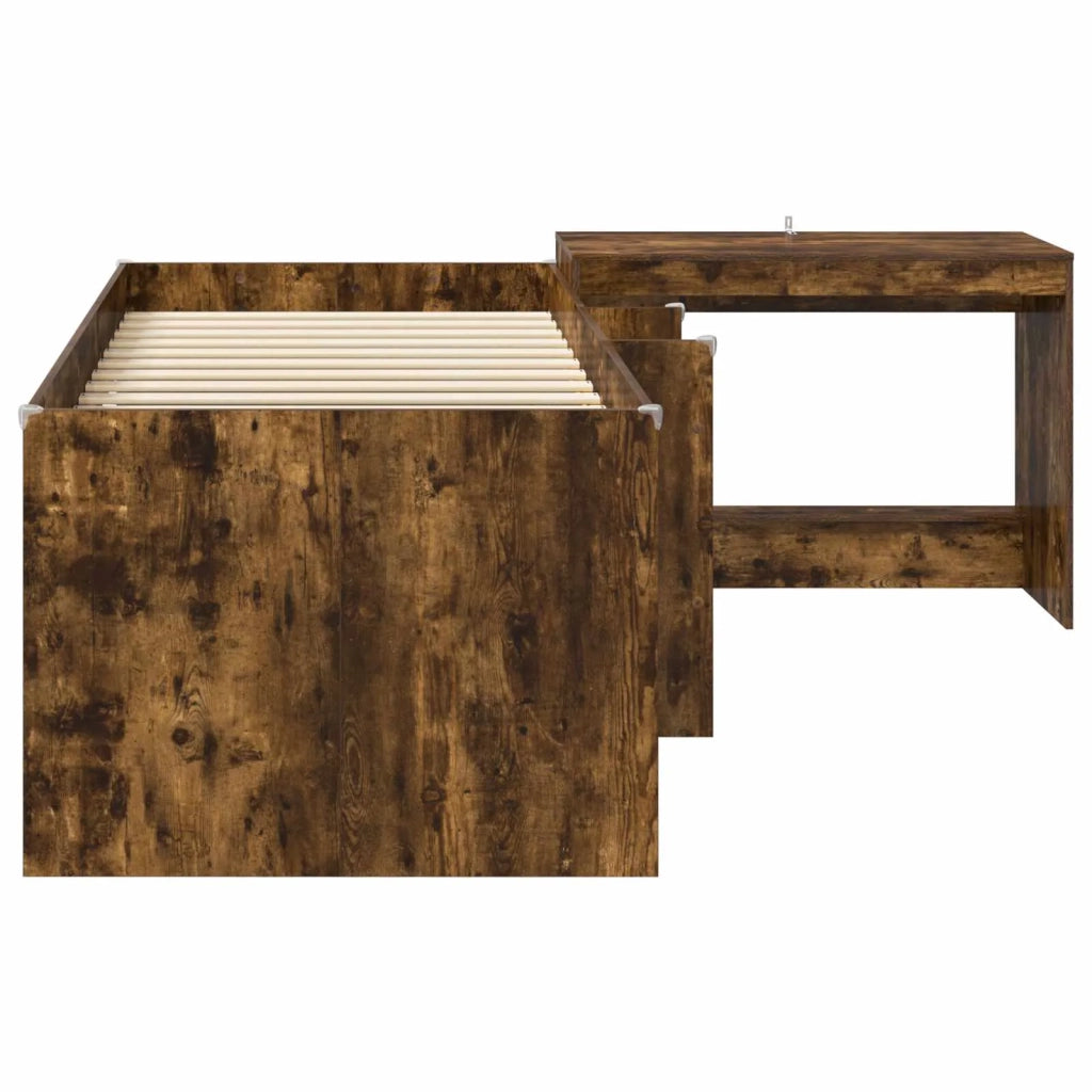 Letto alto per bambini con scrivania 2 pz Rovere Fumo 3423458