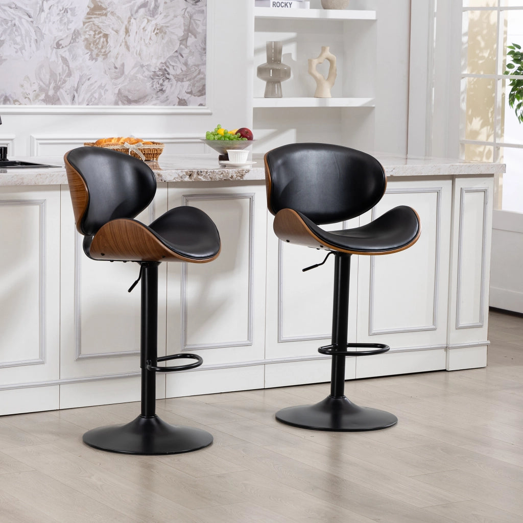 Sgabello da bar girevole regolabile in altezza con schienale ergonomico e poggiapiedi in pu nero