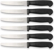 6 set di coltelli da pane in scelta di colore, coltello da pane con lama a zig-zag, coltello da tavola in acciaio inossidabile, ca. 22 cm di lunghezza, colore: nero