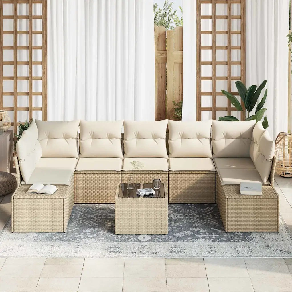 Set Divano da Giardino 8 pcs Beige e Crema polyrattan 3355650