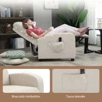 Poltrona Relax Massaggiante con Telecomando e 8 Programmi, Reclinazione e Poggiapiedi, 68x88x98cm, Crema