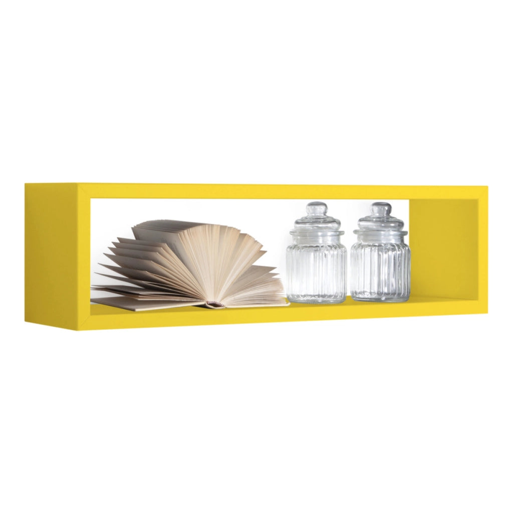 Mensola da Muro Modello REGOLO, Pensile Bagno, Mensola da Parete, Scaffale da Parete, 60x17 p15.5 cm. Finitura  GIALLO CANARINO - MADE IN ITALY