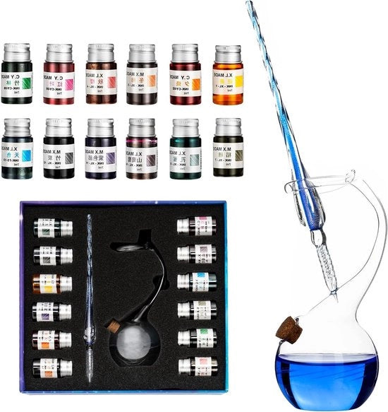 Set di pennarelli a inchiostro vetro cristallo 12 colori con pen holder per scrittura artistica disegno firme decorazione