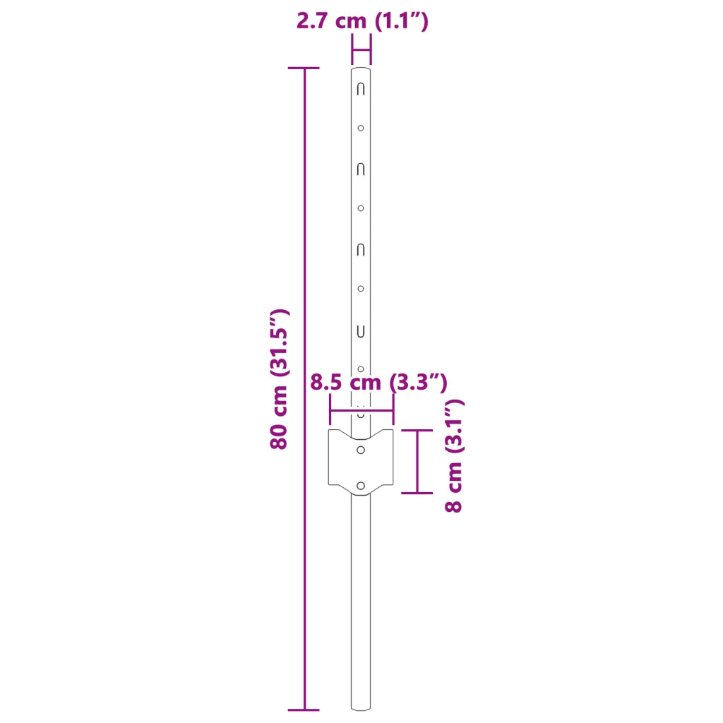 Pali da recinzione 5 pcs U-Channel Grigio 40 cm Acciaio