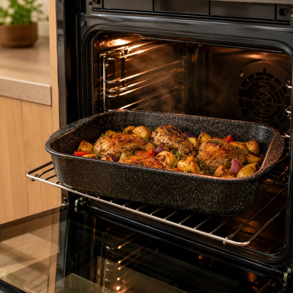 Lasagnera da Forno 25x20 cm - Linea Pietra Lavica - Alluminio Pressato Antiaderente Magma Coating Effetto Pietra - Idonea fino a 250°C - GMD Italy