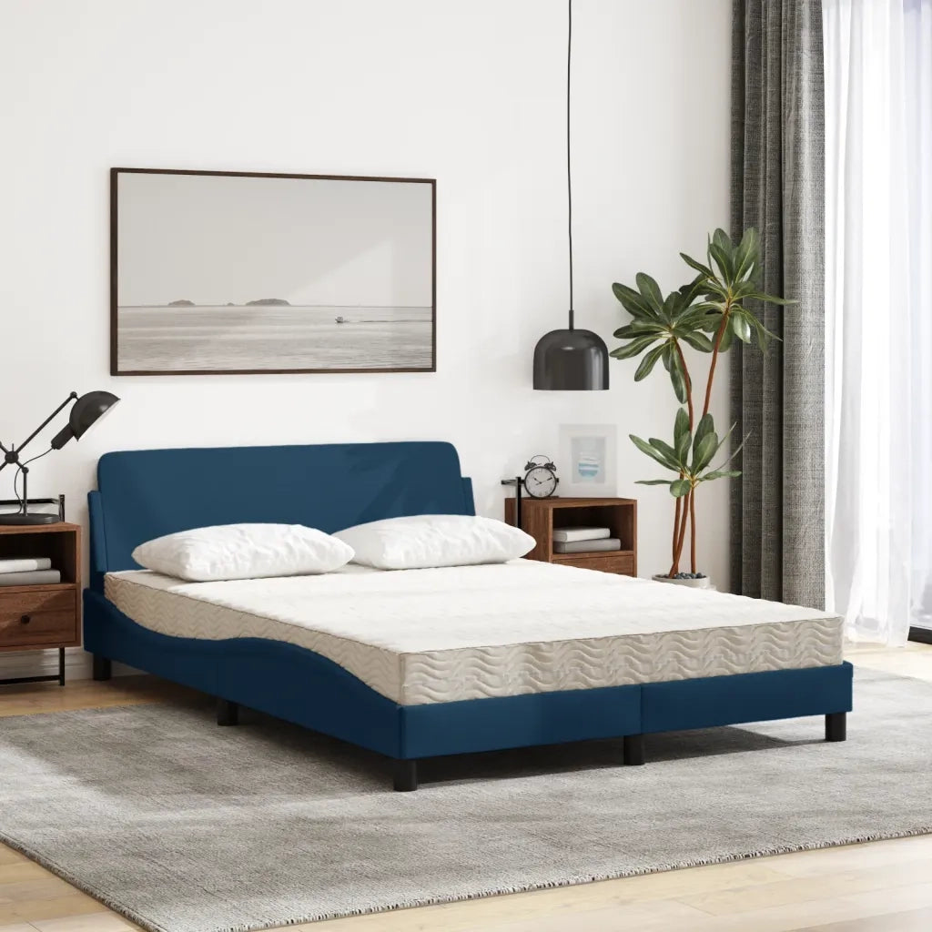 Letto con Materasso Dover Blu 140x200 cm in Tessuto