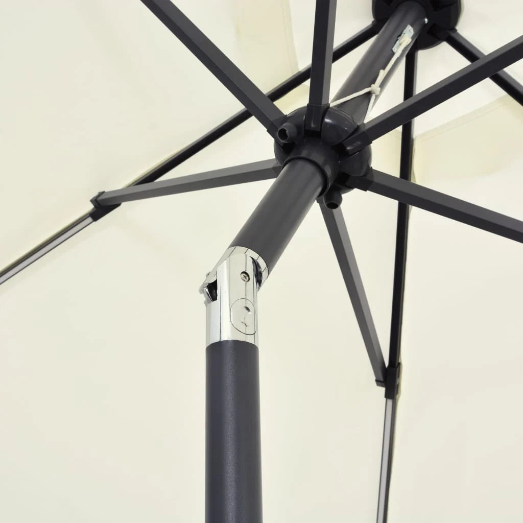 Ombrellone con LED e asta in alluminio da 300 cm colore bianco sabbia 02_0008083