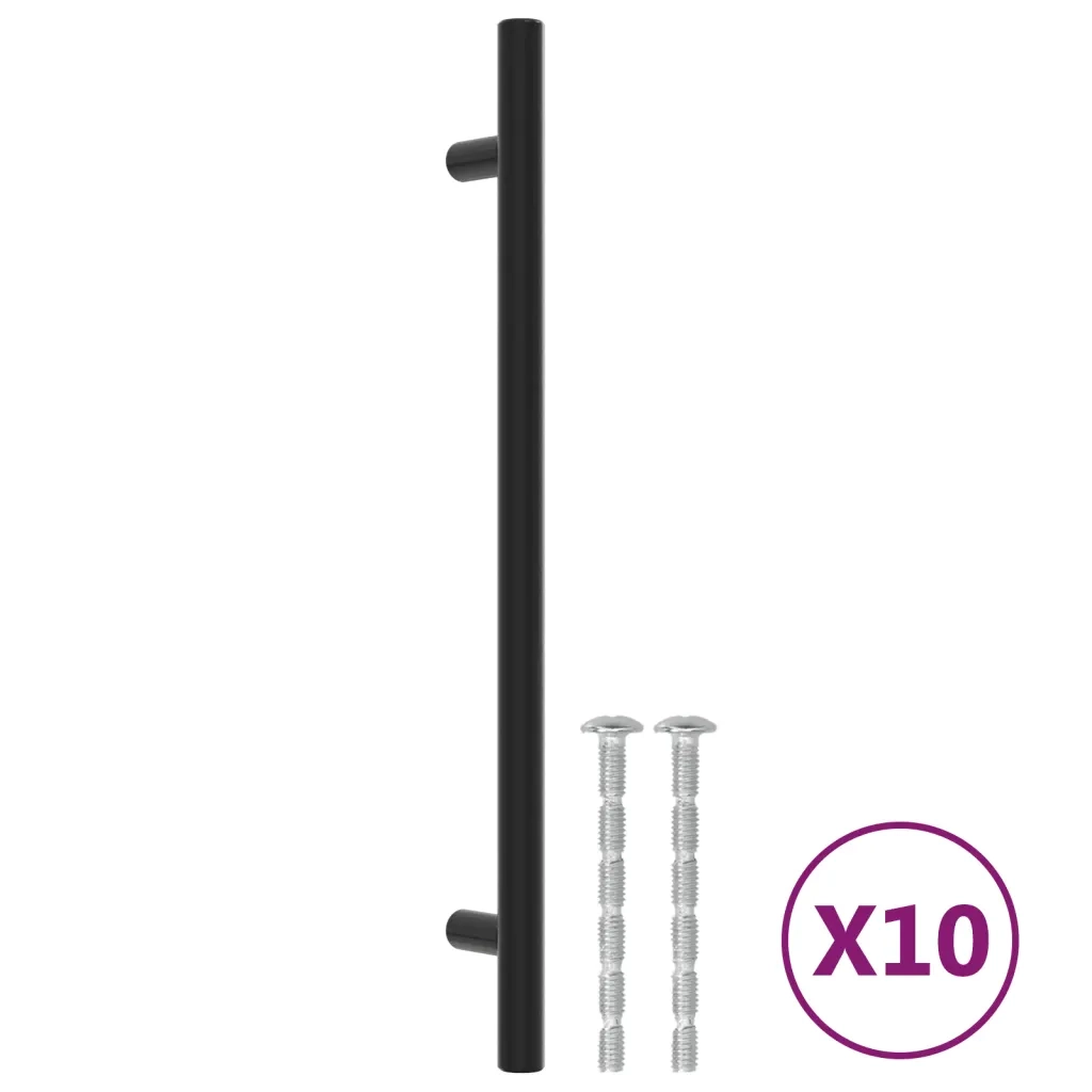Maniglie per Mobili 10 pz Nere 192 mm in Acciaio Inoxcod mxl 109022