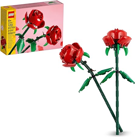 LEGO Creator Rose Set di Fiori Finti Compatibile con Bouquet di Fiori Artificiali, Decorazione per Casa, Regalo di San V