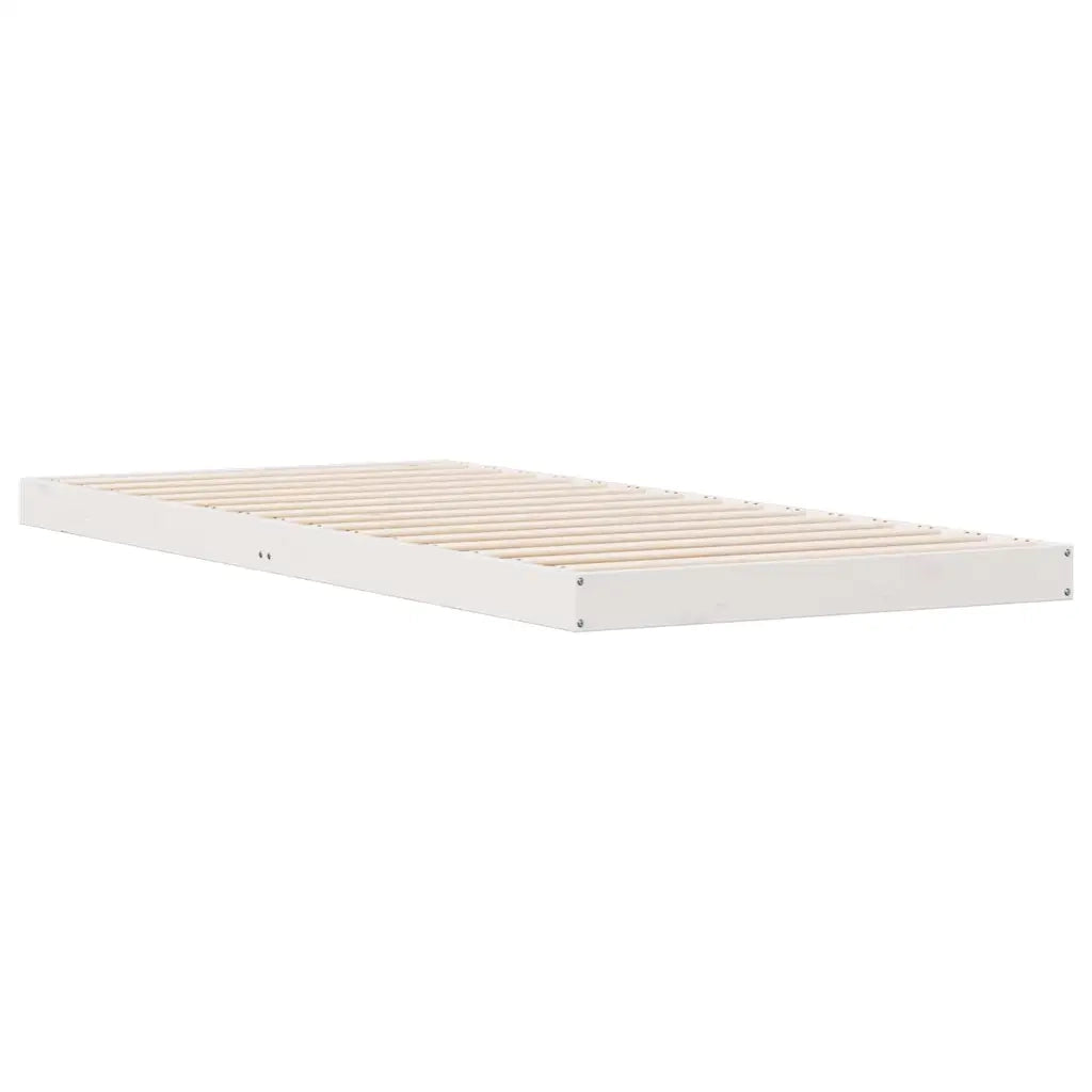 Struttura letto a terra Bianco 100 x 210 cm Pino massello 869737