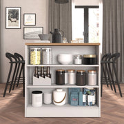 WHOUS Mobile a scaffale Sole con 3 ripiani bianco lucido e rovere 90x90x25 cm