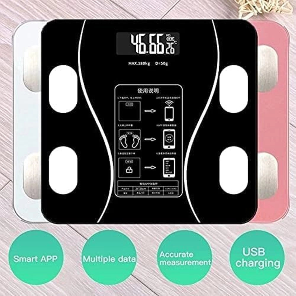 Trade Shop - Bilancia Pesapersone Professionale Nera Impedenziometrica Bluetooth Digitale Con App -