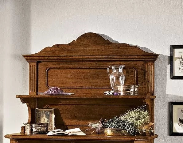 Madia credenza piattaia in legno arte povera tinta noce  l.121 p.51 h.112 - Mobili 2G