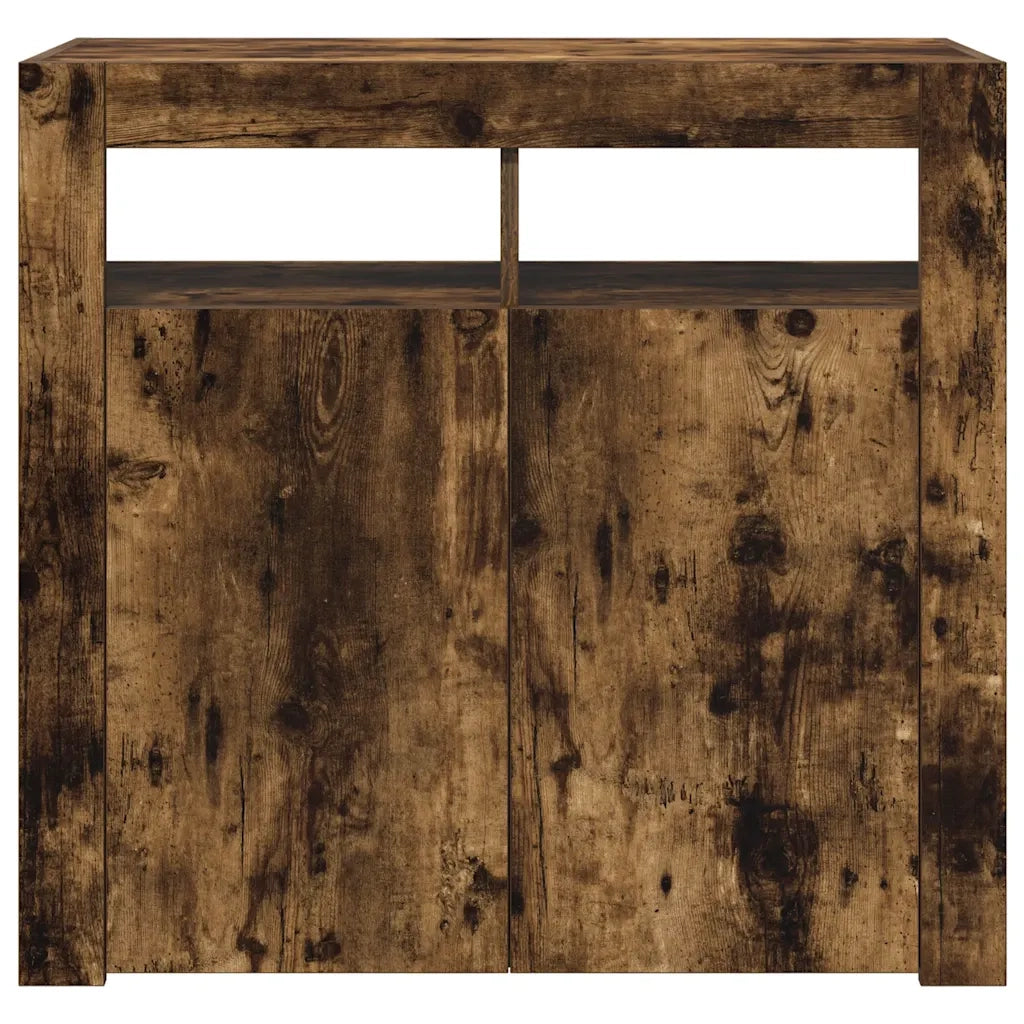 Credenza con Luci LED Rovere Fumo 80x35x75 cm 815729