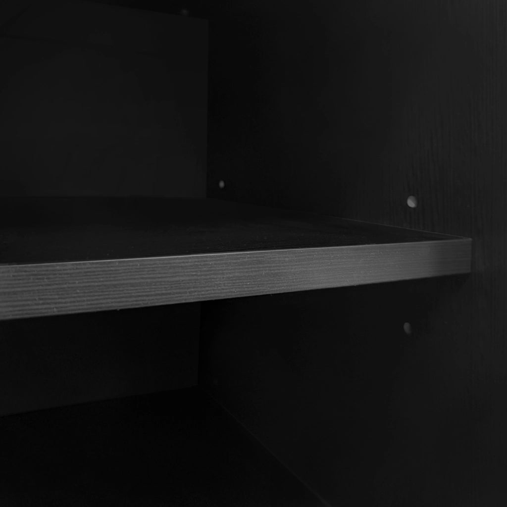 Scarpiera con 3 ante e panca imbottita ripiani regolabili per ingresso e soggiorno in truciolare nero 100 × 34 × 68,5 cm