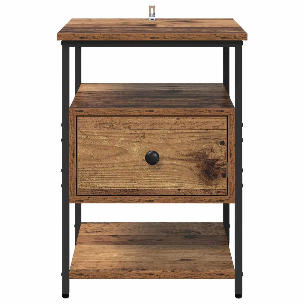 Comodino | Armadio da Notte | Mobiletto da notte con cassetto Legno vecchio 40 x 42 x 56 cm