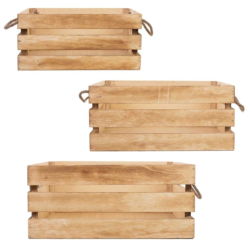 Set cassetti in legno 3 pezzi 40x30x18h-35x25x16h-30x20x14h cm