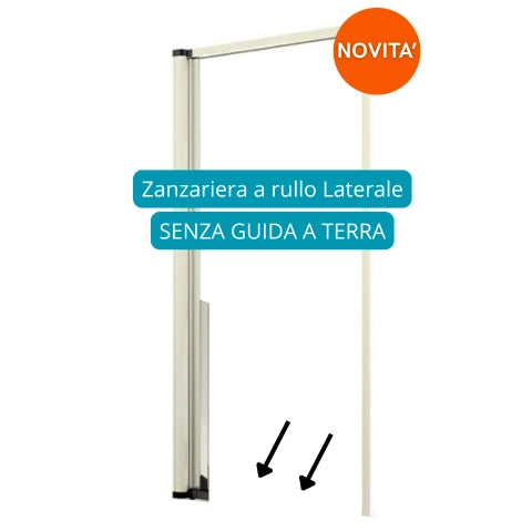 Zanzariera a Rullo Riducibile Laterale SENZA GUIDA A TERRA 160 x 250 Avorio 1013