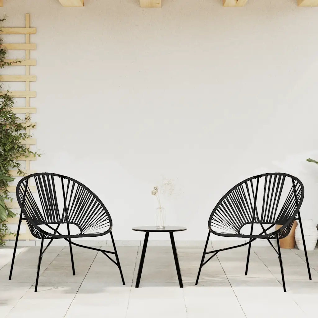 Set di Sedie da Giardino 3 pz | Sedie da Esterno in Polyrattan Nero