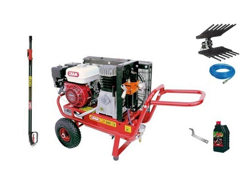 Kit raccolta olive per 1 operatore Lisam LM031 motocompressore Lisam LM 500/10 professionale con motore Honda GX 160 - AT04 | 2,50-4,00 mt