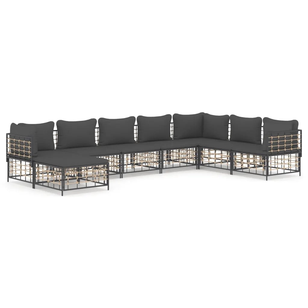 Set Divani da Giardino 8 pz con Cuscini Antracite in Polyrattancod mxl 100548