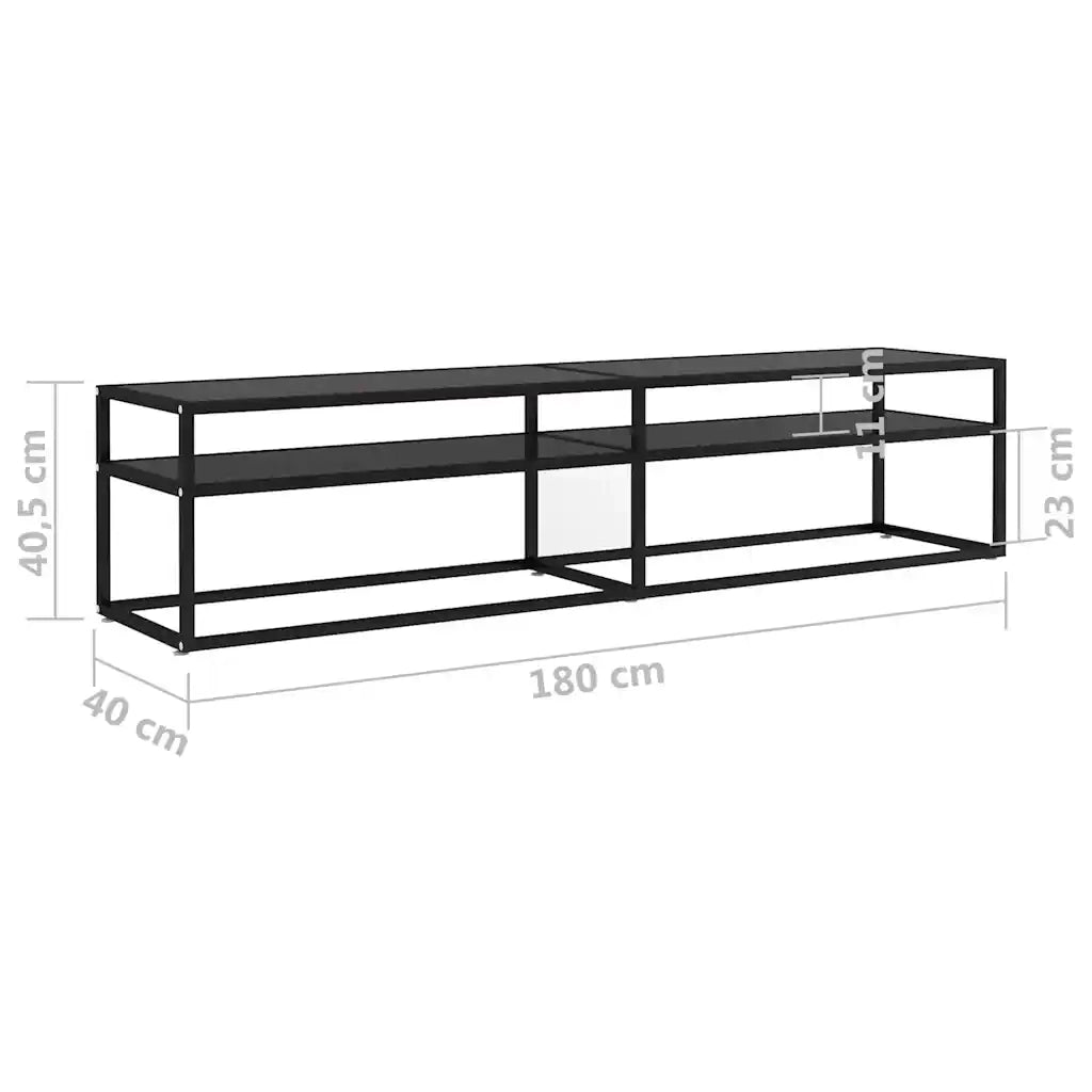 Mobile Porta TV-Credenza TV Nero 180x40x40,5 cm in Vetro Temperato