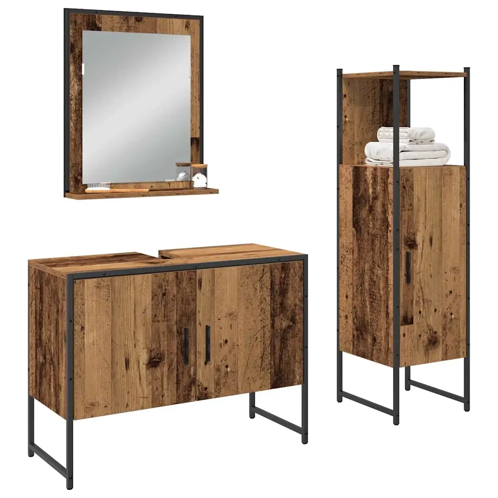 Set di mobili per il bagno 3 pcs Marrone Legno multistrato 3334374