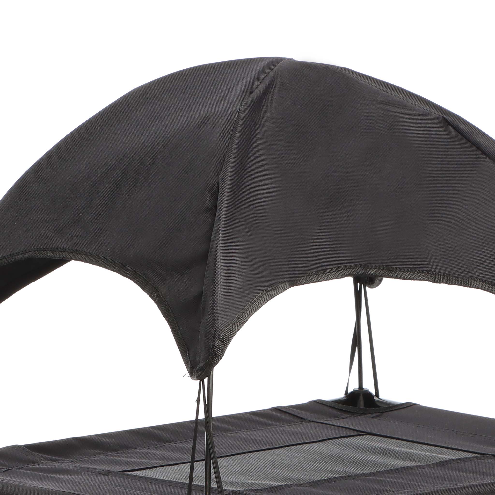 Brandina per cani e gatti con tettoia nera, cuccia per cani max 25kg, lettino da esterno per animali con tettuccio parasole, 76x60x16cm