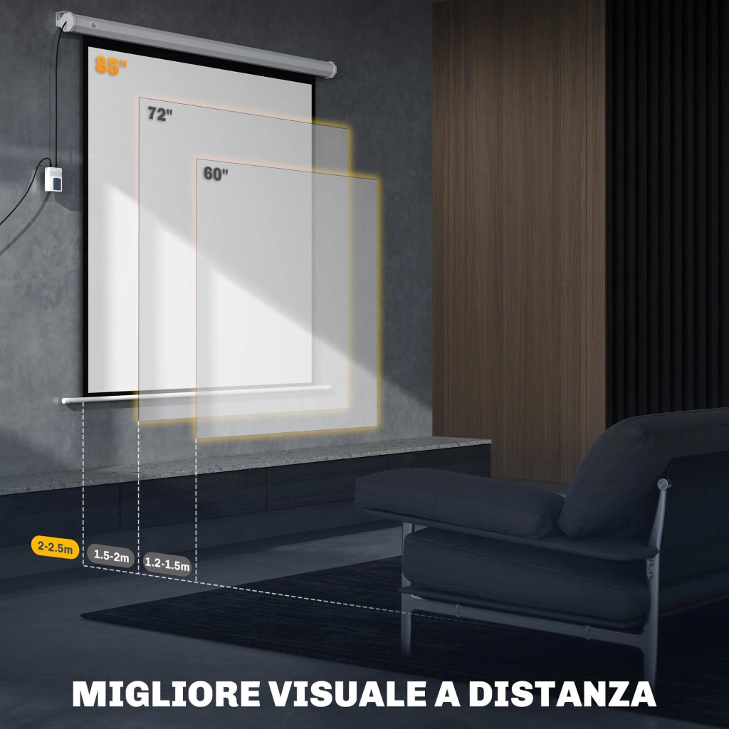 Telo Proiettore 85" Formato 1:1 con Telecomando 176,5x8x176,5 cm Bianco