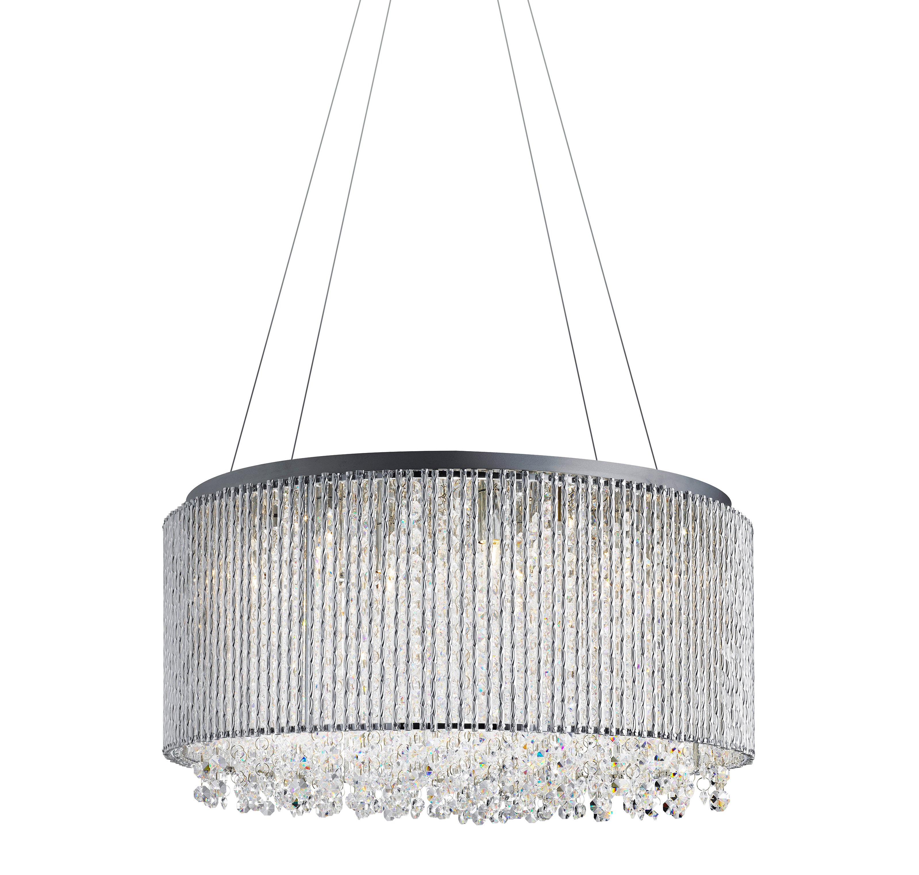 Lampadario Classico Elisa I Acciaio Cromo Vetro Trasparente 8 Luci G9