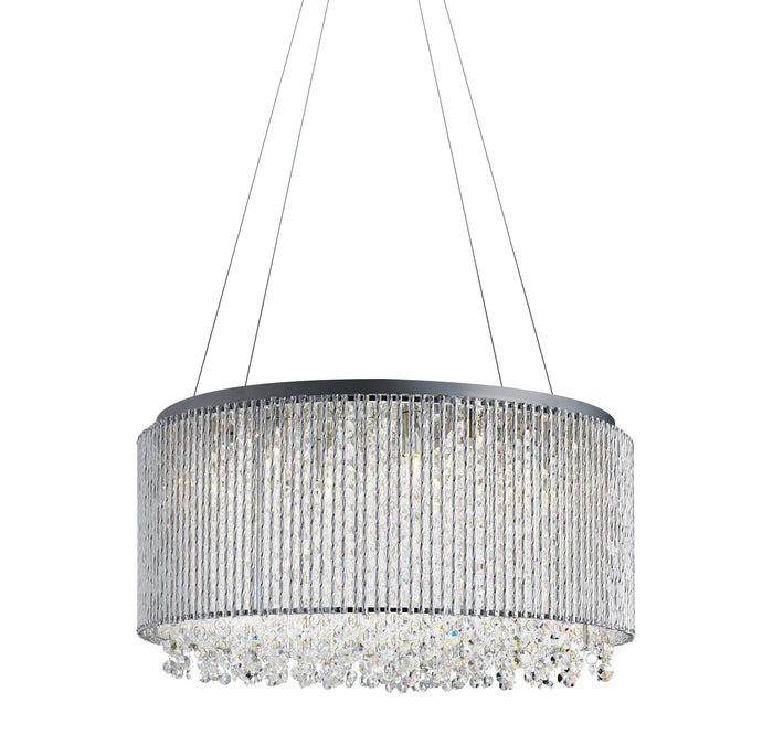 Lampadario Classico Elisa I Acciaio Cromo Vetro Trasparente 8 Luci G9