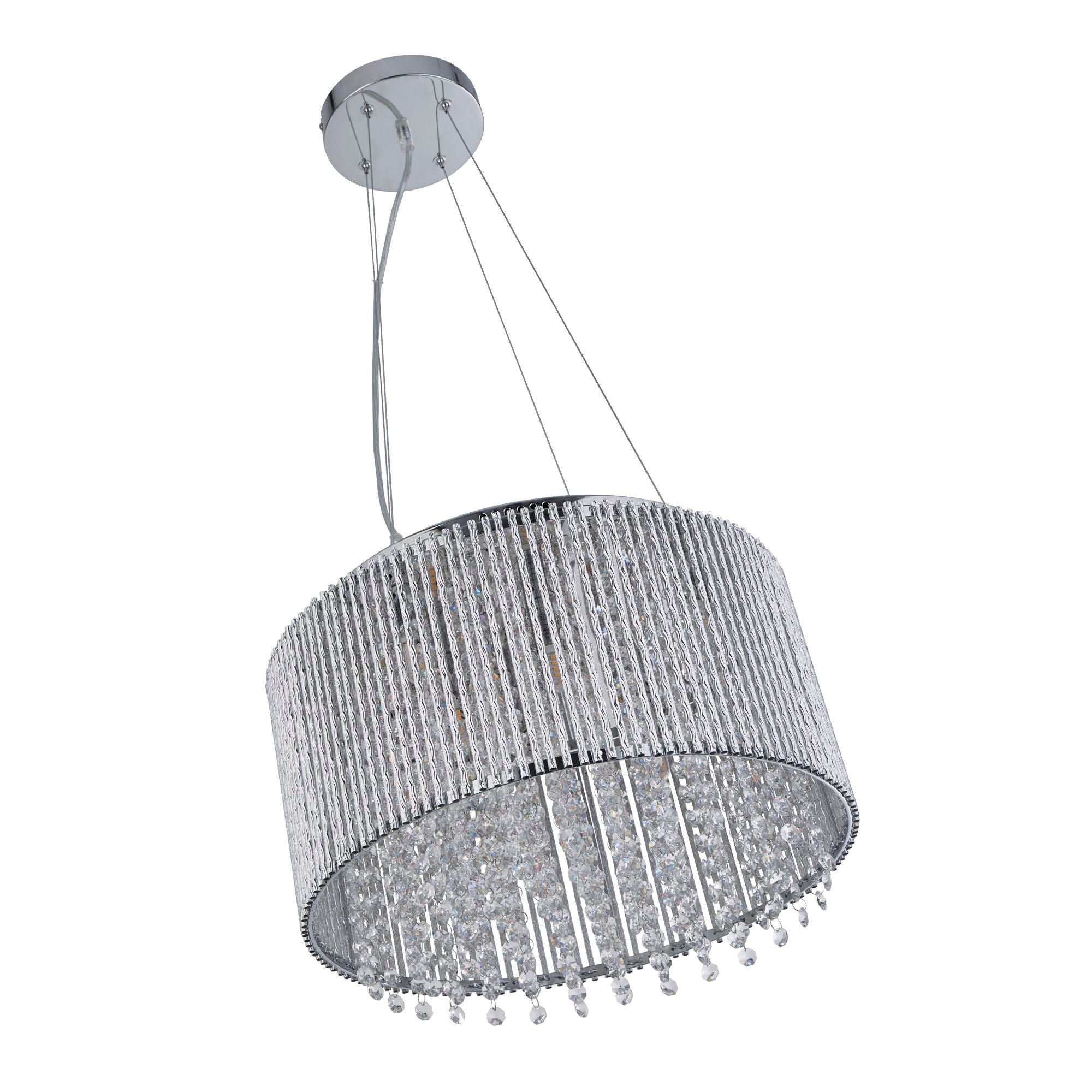 Lampadario Classico Elisa I Acciaio Cromo Vetro Trasparente 8 Luci G9