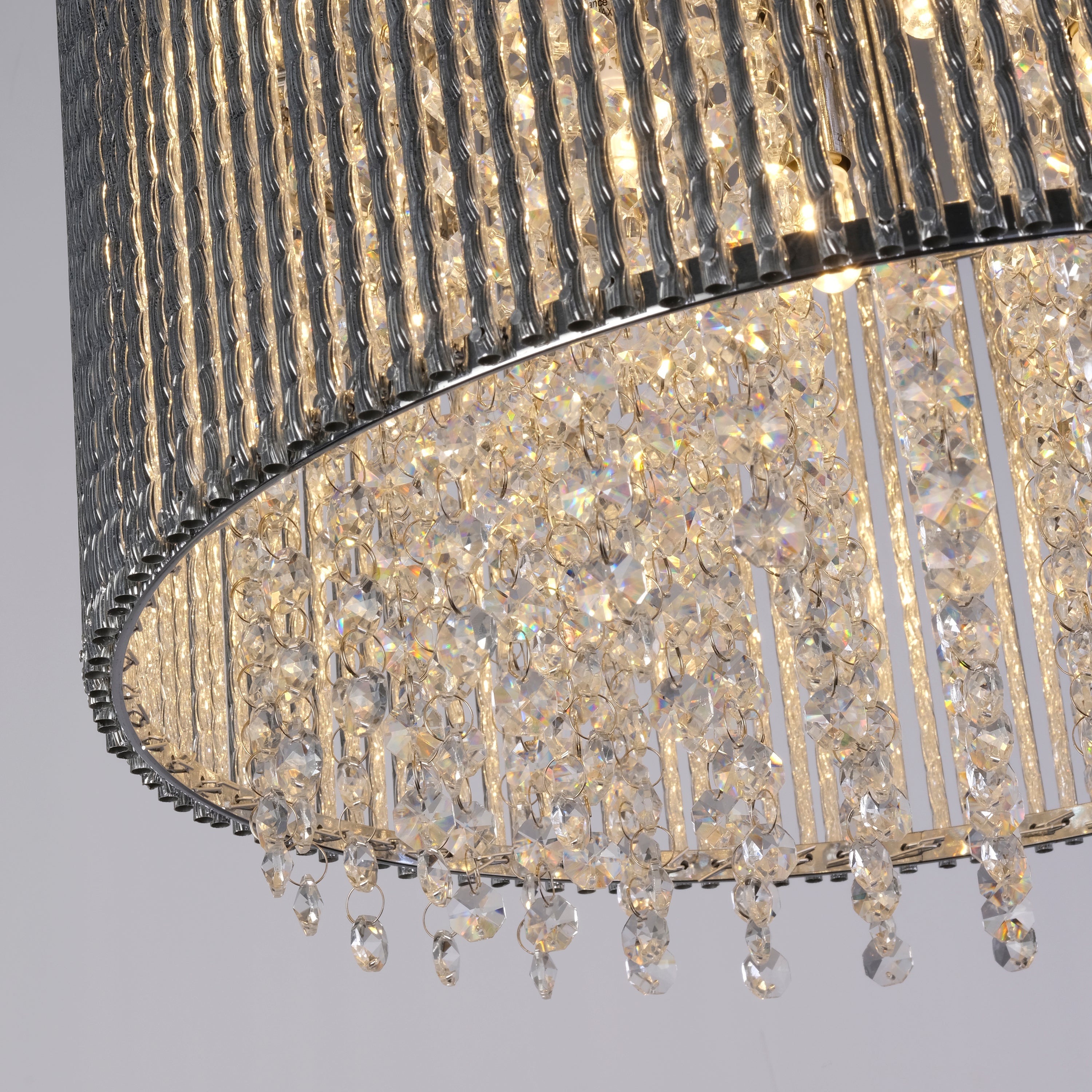 Lampadario Classico Elisa I Acciaio Cromo Vetro Trasparente 8 Luci G9