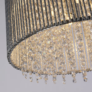 Lampadario Classico Elisa I Acciaio Cromo Vetro Trasparente 8 Luci G9