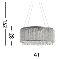 Lampadario Classico Elisa I Acciaio Cromo Vetro Trasparente 8 Luci G9