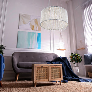 Lampadario Classico Elisa I Acciaio Cromo Vetro Trasparente 8 Luci G9