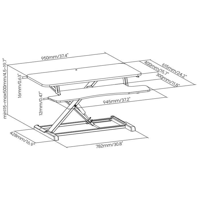 Toboli Alzata per monitor 95x40cm con porta tastiera, regolabile, Supporto di rialzo per computer
