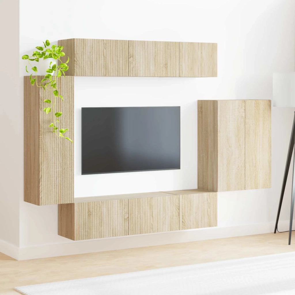 Set di Mobiletto da TV a Parete 6 pcs Rovere Sonoma 3408954