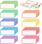 Etichette magnetiche 54 pezzi - Etichette con descrizione - 8 x 3 cm - Etichette per nome riutilizzabili - Magneti colorati - Per scuola/ufficio - Etichette magnetiche