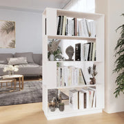 Libreria Divisorio-Scaffale per Libri-Mobile di Stoccaggio Bianco 80x25x132 cm Legno Massello di Pino 581761