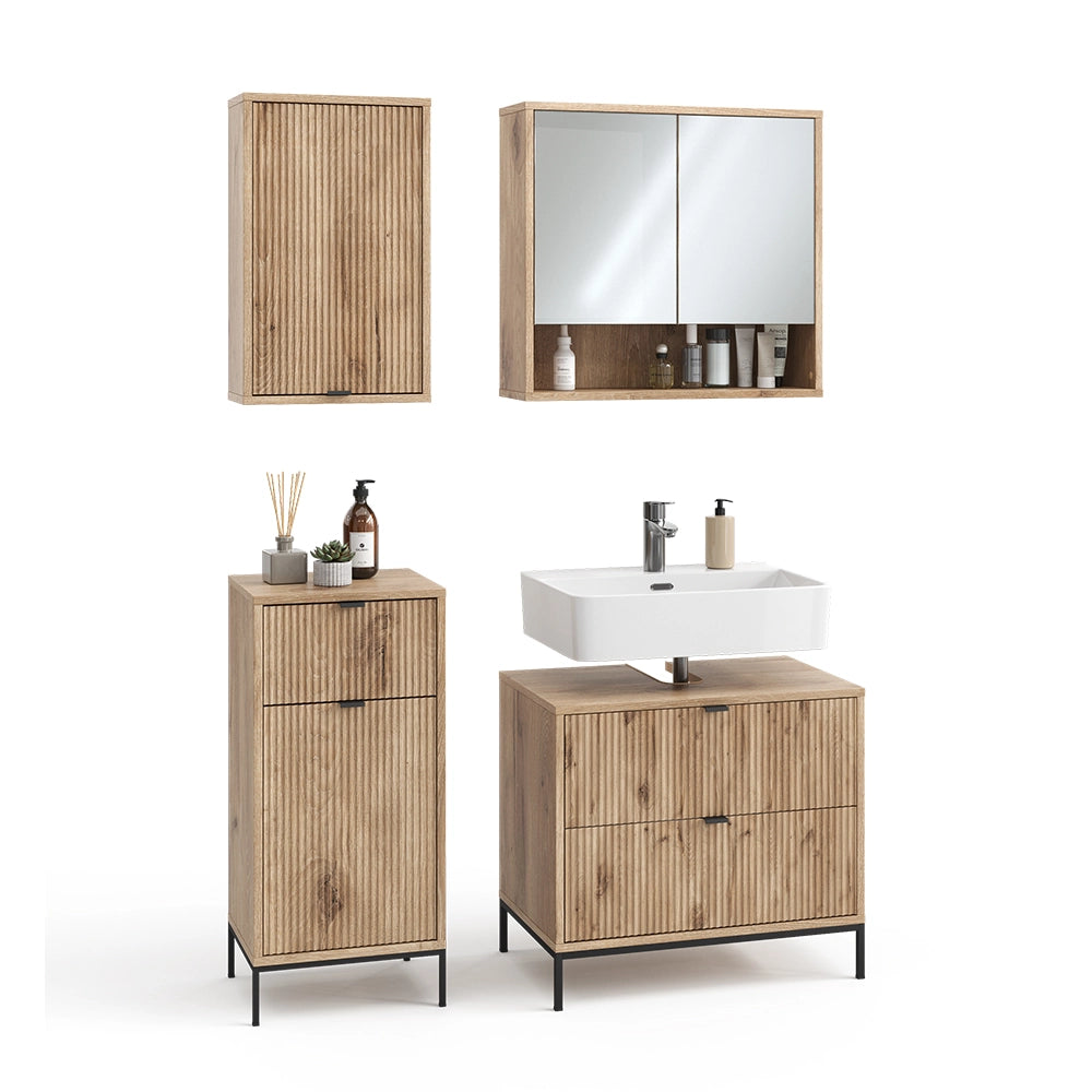 Vicco Set di mobili da bagno Quercia vichinga 4 parti